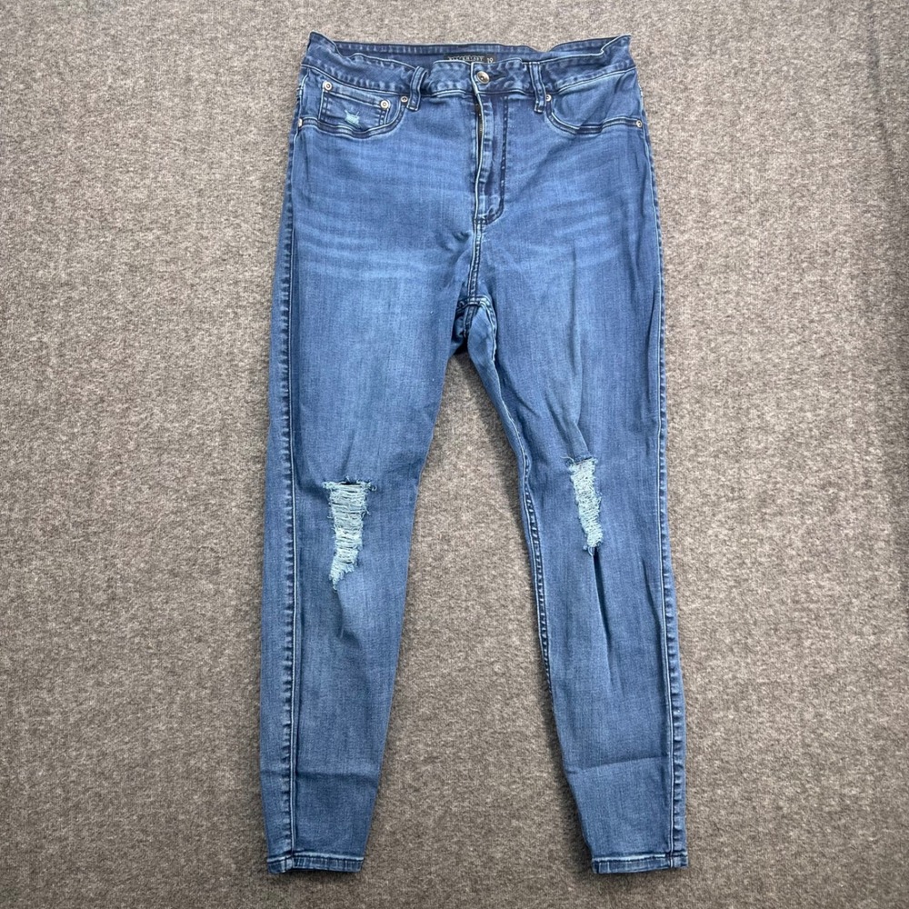 Blackheart Womens High Rise Distressed Skinny Jeans Blue Medium Wash Size 19